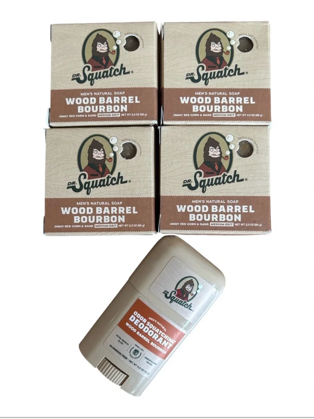 Dr. Squatch Travel Bundle | 4 Wood Barrel Bourbon Soaps | One Deodorant TSA NWT